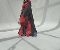 Crepe-Silk Abaya w Chiffon Tarha E8 thumb 10