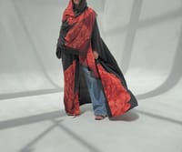 Crepe-Silk Abaya w Chiffon Tarha E8 thumb 9