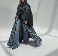 Crepe-Silk Abaya w Chiffon Tarha E3 thumb 5