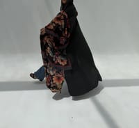 Crepe-Silk Abaya w Chiffon Tarha E6 thumb 9