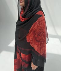 Crepe-Silk Abaya w Chiffon Tarha E8 thumb 12