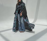 Crepe-Silk Abaya w Chiffon Tarha E3 thumb 10