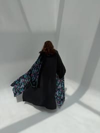 Crepe-Silk Abaya w Chiffon Tarha E3 thumb 8