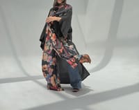 Crepe-Silk Abaya w Chiffon Tarha E6 thumb 11