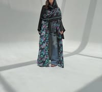 Crepe-Silk Abaya w Chiffon Tarha E3 thumb 12