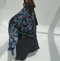 Crepe-Silk Abaya w Chiffon Tarha E3 thumb 11