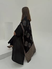 Bisht Pure Silk Handblock Abaya A10 thumb 1