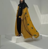Bisht Pure Silk Handblock Abaya A15 thumb 7