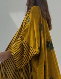 Bisht Pure Silk Handblock Abaya A15 thumb 12
