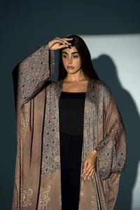 Bisht Pure Silk Handblock Abaya A21 thumb 1