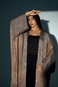 Bisht Pure Silk Handblock Abaya A21 thumb 7