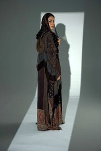 Bisht Pure Silk Handblock Abaya w Chiffon Shela A24 thumb 4