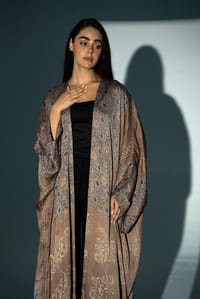 Bisht Pure Silk Handblock Abaya A21 thumb 14