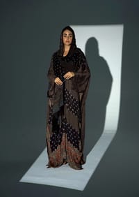 Bisht Pure Silk Handblock Abaya w Chiffon Shela A24 thumb 5