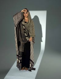 Bisht Pure Silk Handblock Abaya w Chiffon Shela A25 thumb 8