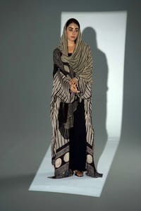 Bisht Pure Silk Handblock Abaya w Chiffon Shela A25 thumb 9