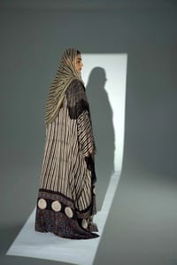 Bisht Pure Silk Handblock Abaya w Chiffon Shela A25 thumb 6