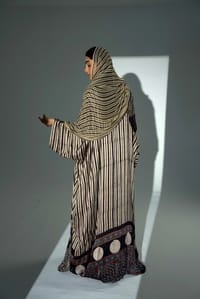 Bisht Pure Silk Handblock Abaya w Chiffon Shela A25 thumb 12