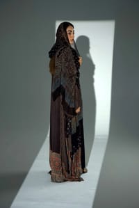Bisht Pure Silk Handblock Abaya w Chiffon Shela A24 thumb 8