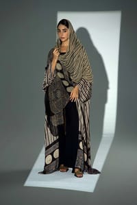 Bisht Pure Silk Handblock Abaya w Chiffon Shela A25 thumb 13