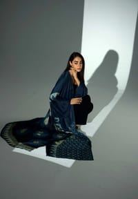 Bisht Pure Silk Handblock Abaya A33 thumb 2