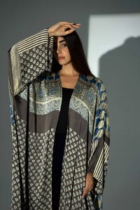 Bisht Pure Silk Handblock Abaya A32 thumb 7