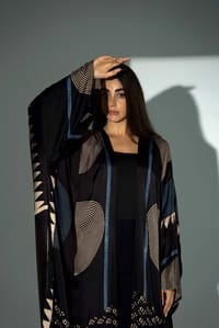 Bisht Pure Silk Handblock Abaya A34 thumb 4