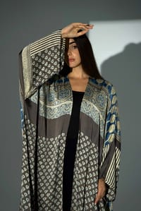 Bisht Pure Silk Handblock Abaya A32 thumb 13