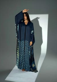 Bisht Pure Silk Handblock Abaya A33 thumb 11