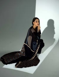 Bisht Pure Silk Handblock Abaya A34 thumb 7