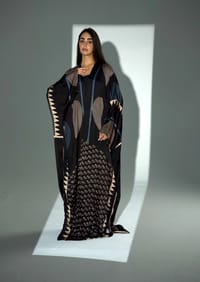 Bisht Pure Silk Handblock Abaya A34 thumb 6