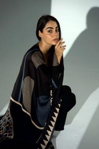 Bisht Pure Silk Handblock Abaya A34 thumb 14