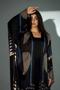 Bisht Pure Silk Handblock Abaya A34 thumb 13