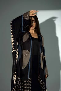 Bisht Pure Silk Handblock Abaya A34 thumb 11