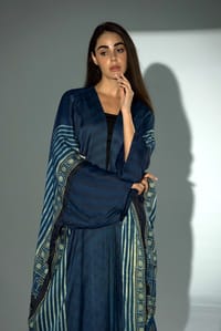 Bisht Pure Silk Handblock Abaya A39 thumb 8