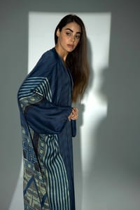 Bisht Pure Silk Handblock Abaya A39 thumb 11