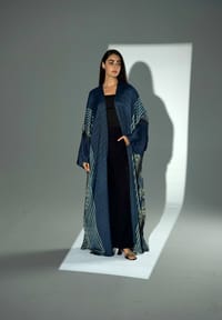 Bisht Pure Silk Handblock Abaya A39 thumb 14