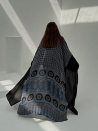 Bisht Pure Silk Handblock Abaya A17 thumb 3