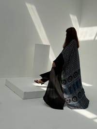 Bisht Pure Silk Handblock Abaya A17 thumb 2