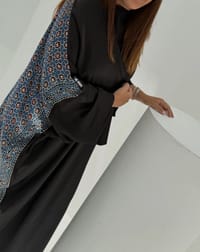 Bisht Pure Silk Handblock Abaya A14 thumb 11