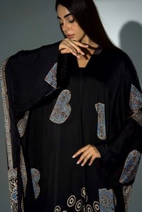 Bisht Pure Silk Handblock Abaya A29 thumb 1