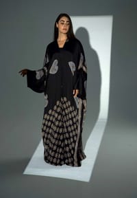 Bisht Pure Silk Handblock Abaya A29 thumb 5