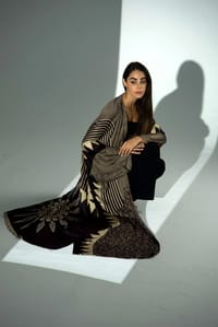 Bisht Pure Silk Handblock Abaya A38 thumb 1