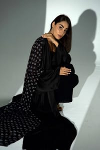Bisht Pure Silk Handblock Abaya A40 thumb 9