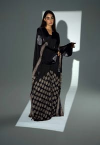 Bisht Pure Silk Handblock Abaya A29 thumb 8