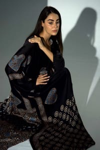 Bisht Pure Silk Handblock Abaya A29 thumb 6