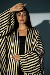 Bisht Pure Silk Handblock Abaya A22 thumb 11