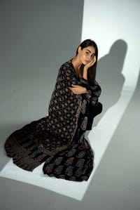 Bisht Pure Silk Handblock Abaya A36 thumb 1