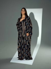 Bisht Pure Silk Handblock Abaya A36 thumb 3