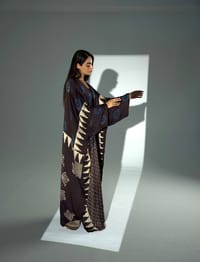 Bisht Pure Silk Handblock Abaya A35 thumb 9